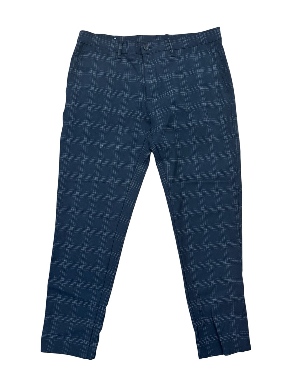 Zara Navy Plaid Straight Ankle Pants Casual Pants Womens Size‎ 34 Dress Pants
